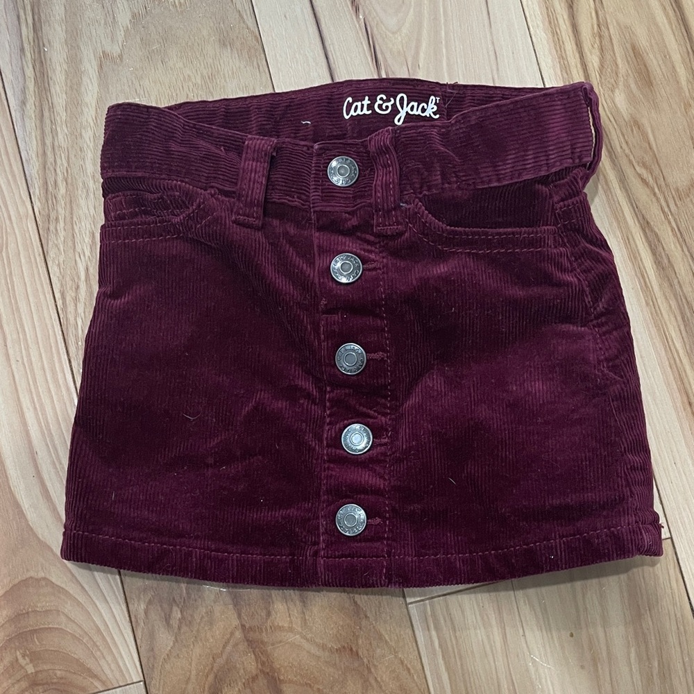 Cat & Jack Maroon Corduroy Skirt with Buttons